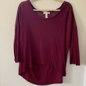 Maroon Basic Scoop Neck Long Sleeve Shirt